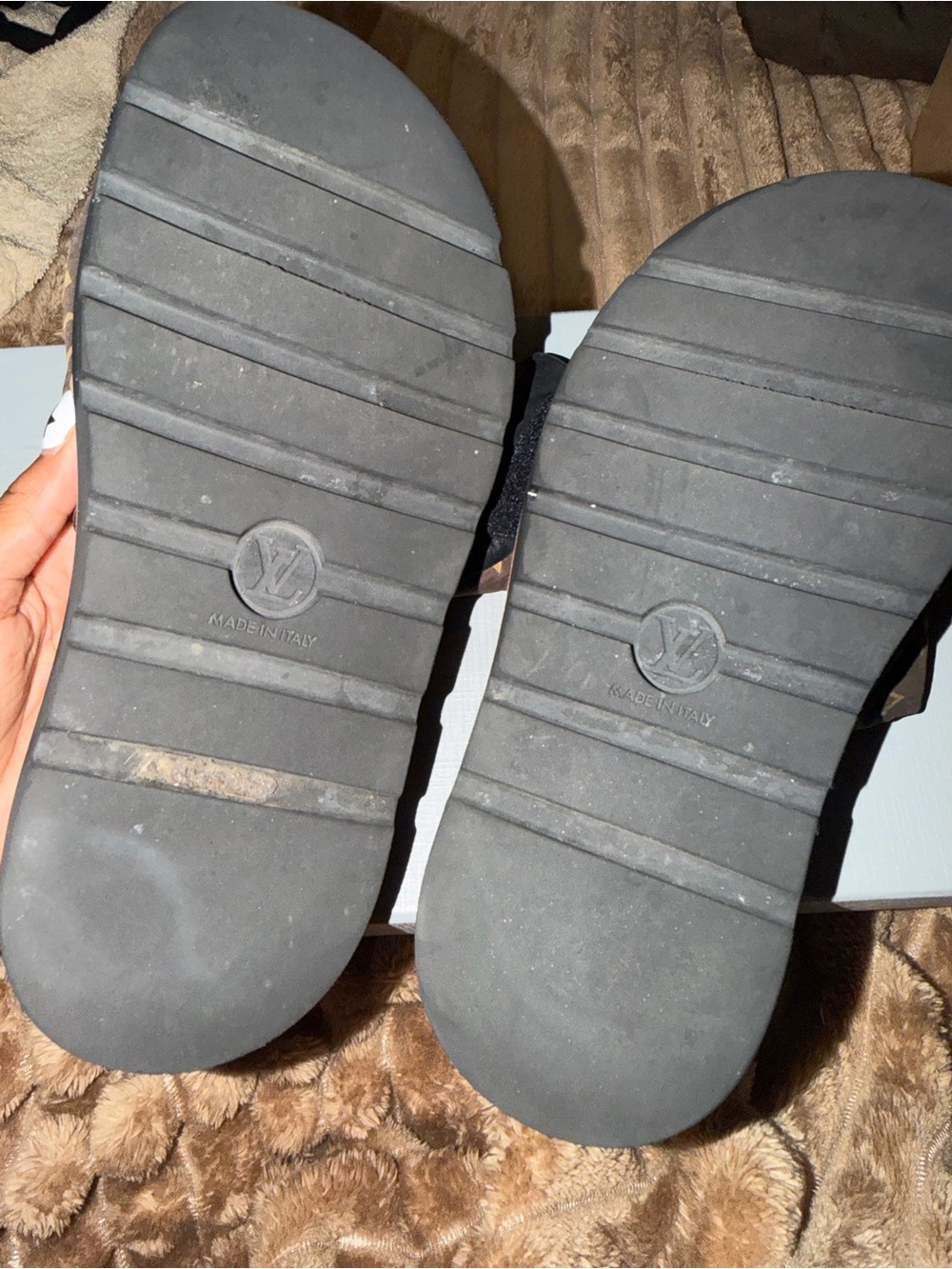 Louis Vuitton Brown and Black Monogram Slide Sandals - Picture 8 of 9